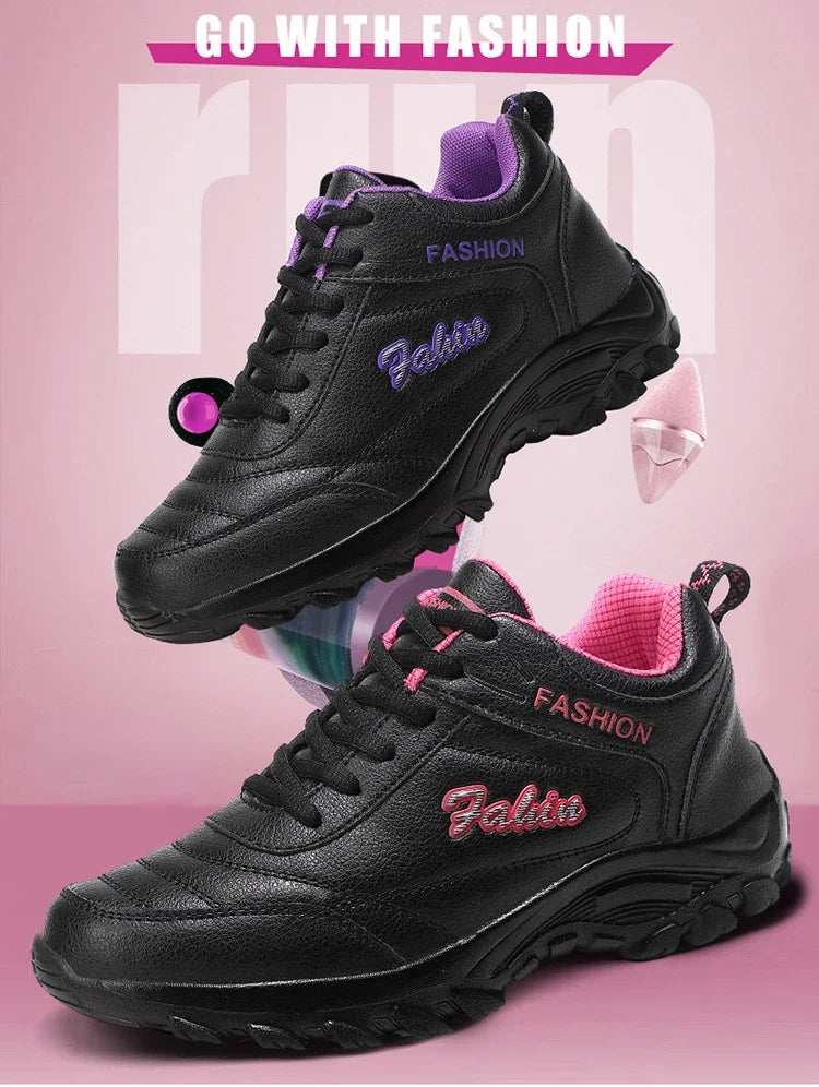 New 2025 Autumn Winter Sneakers Women Comfort Soft Sole Non Slip Casual Shoes for Women PU Waterproof Sport Shoes Zapatillas