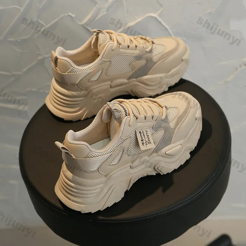 Chunky Platform Sneakers for Women Autumn New Fashion Thick Sole Vulcanized Shoes Woman Casual Non Slip Breathable Sports Shoes