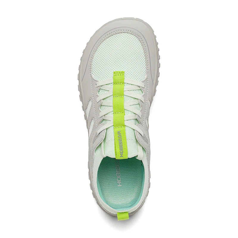 HOBIBEAR Wide Toe Running Sneakers Unisex Minimalist Mesh Breathable Shoes Artificial Leather Lace Up Walking Sneakers