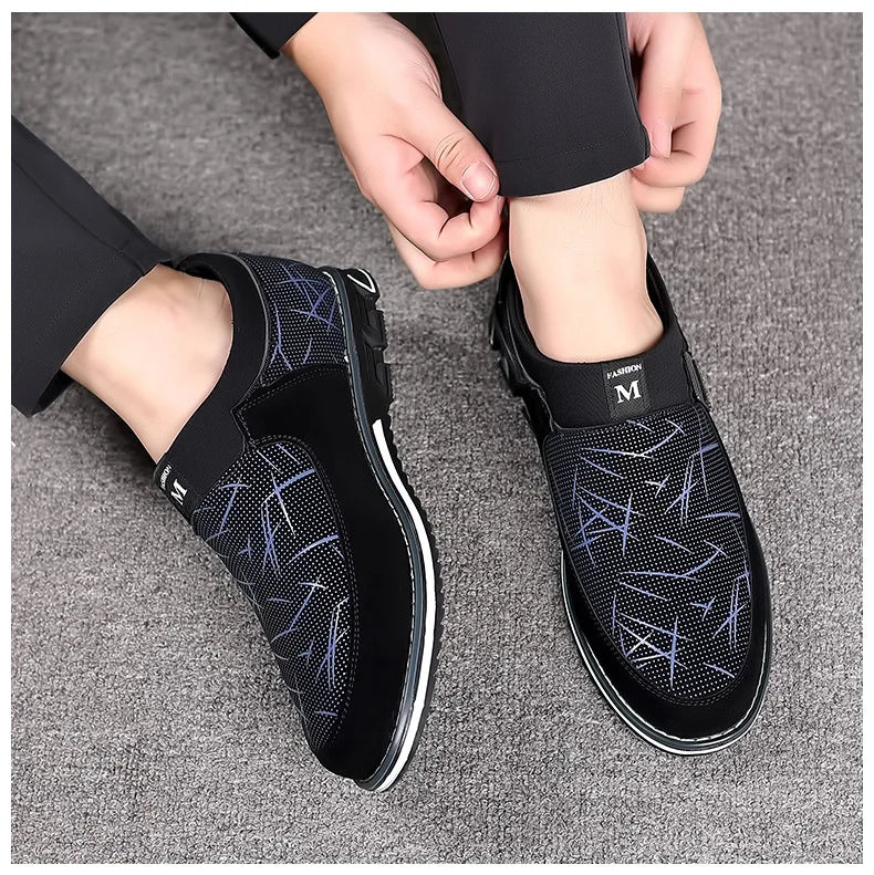 Business Men Leather Shoes for Men 2025 New Comfort Trend Flat Work Shoes Casual Moccasin Sneakers Slip on Big Size Male Loafers