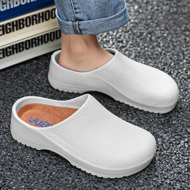 Couple Chef Shoes Four Seasons Waterproof  Anti slip Men's and Women's casual Business Work Shoes Fashion comfort Half EVA Shoes
