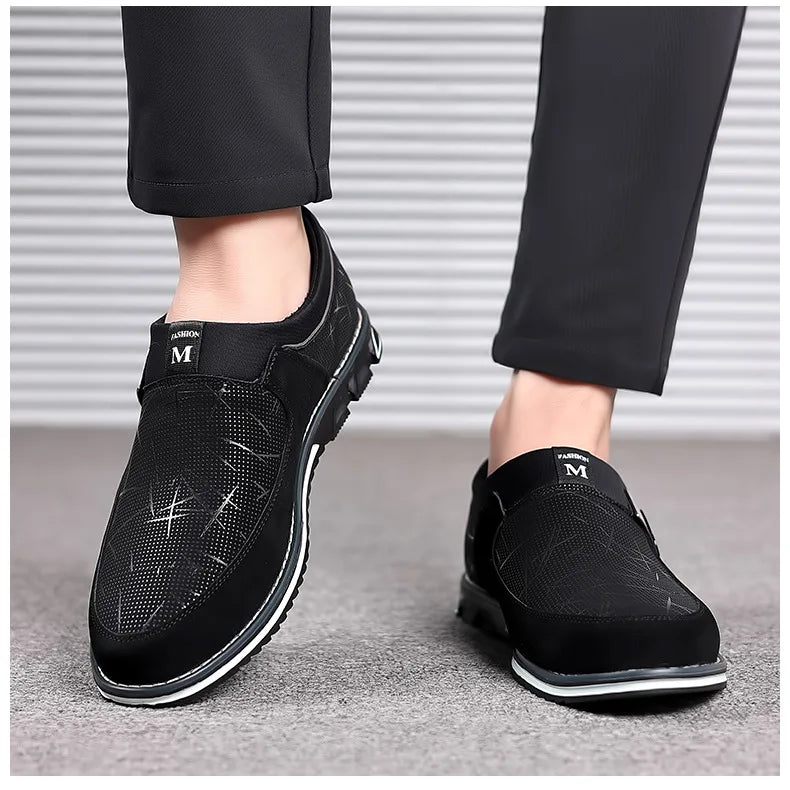 Business Men Leather Shoes for Men 2025 New Comfort Trend Flat Work Shoes Casual Moccasin Sneakers Slip on Big Size Male Loafers