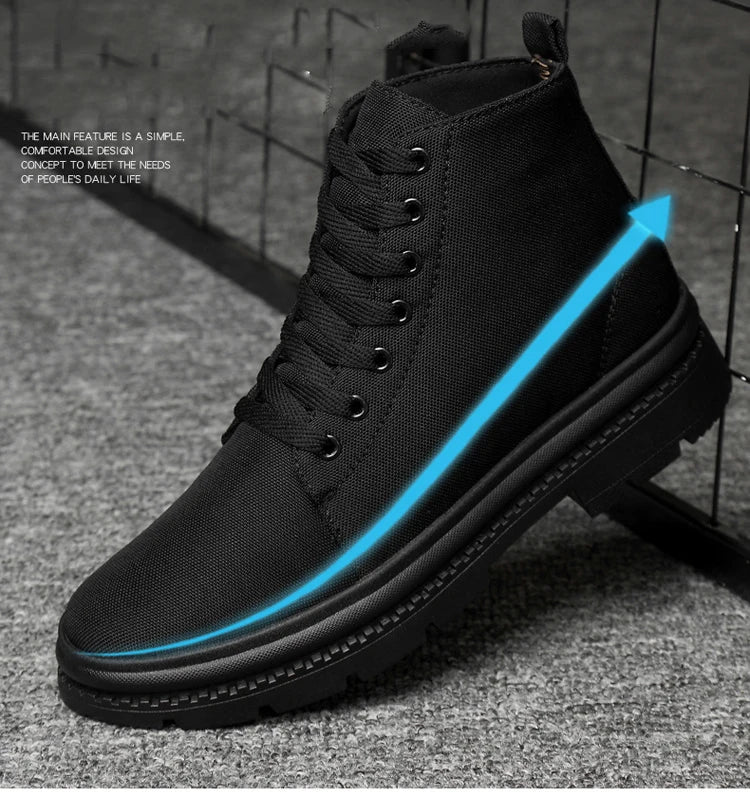 Men Boots Elevator Shoes Hidden Heels Canvas Heightening Shoes For Man Hidden Heels Increase Insole 10CM 8CM Sports Height Shoes