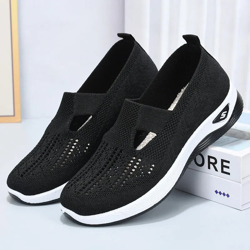 Women's New Summer Shoes Mesh Breathable Sneakers Light Slip on Flat Sandals Anti-slip Walking Woven Shoes Zapatillas De Mujer
