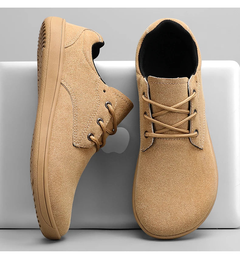 Barefoot Men's Sneakers With Wide Toe Size 48 Minimalist Cow Suede Leather Upper Casual Man Shoes Comfortable Walking Shoes