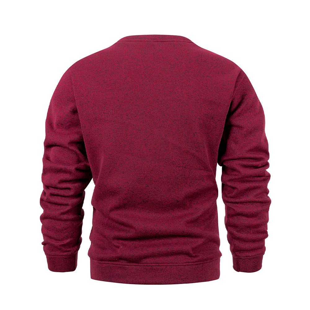 Men's Warm Crew Neck Sweatshirt Fleece Lined Thermal Pullover Autumn Winter Fashion Casual Sweater Loose Knit Long Sleeve Hoodie