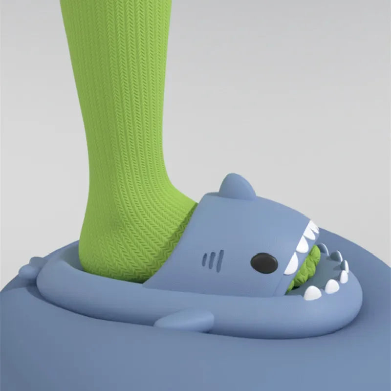 Big Size 36-47 Shark Slippers Men Flip Flops Soft EVA Flats Women Summer Beach Sandals Couple Platform Anti-Slip Bathroom Slides