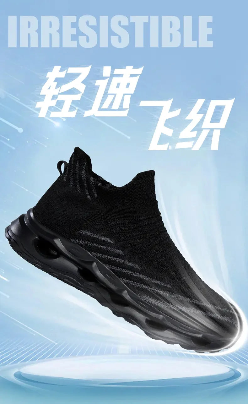 Hiking Shoes Men's Sports Running Black Running Shoes Breathable Mesh Women Lightweight Shock-absorbing Tennis Shoes Large Size