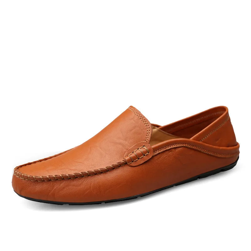 Men Loafers 2025 New Leather Shoes Men‘s Casual Shoes Moccasins Breathable Sneakers Men Driving Shoes Comfort Flats Plus Size 48