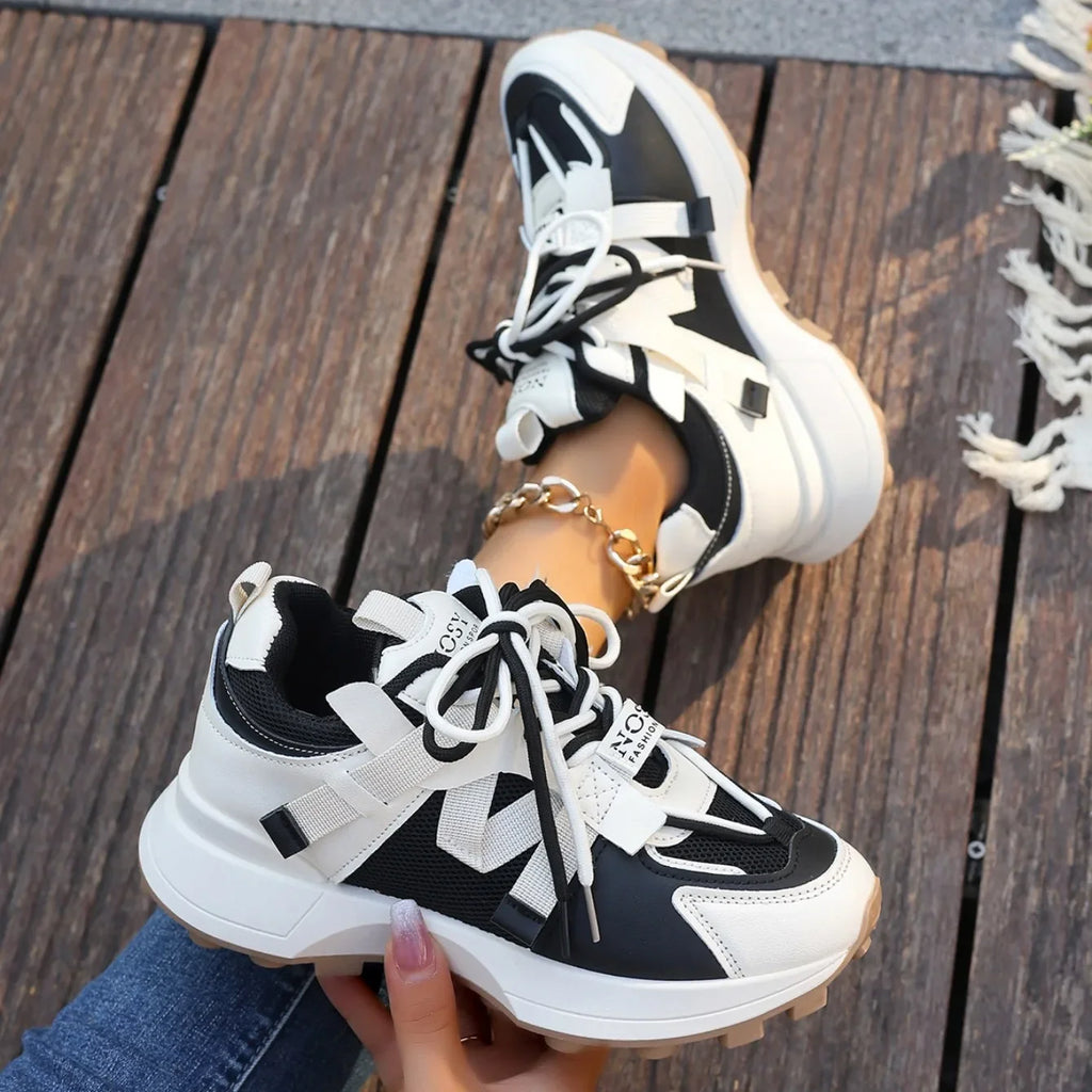 New Women Sneakers Mesh Breathable Platform Sneakers Women Casual Lace Up Outdoor Women Shoes Low Top Sneakers Zapatos De Mujer