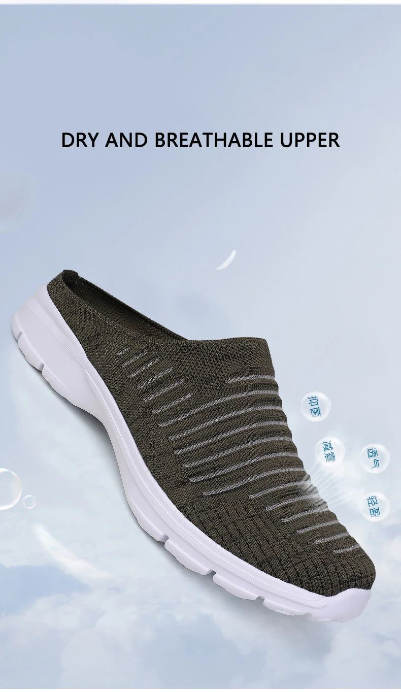 Men Slippers Summer Mesh Breathable Home Indoor Slippers Men Thick Bottom Slides Fashion Couple Walking Shoes Chanclas Hombre