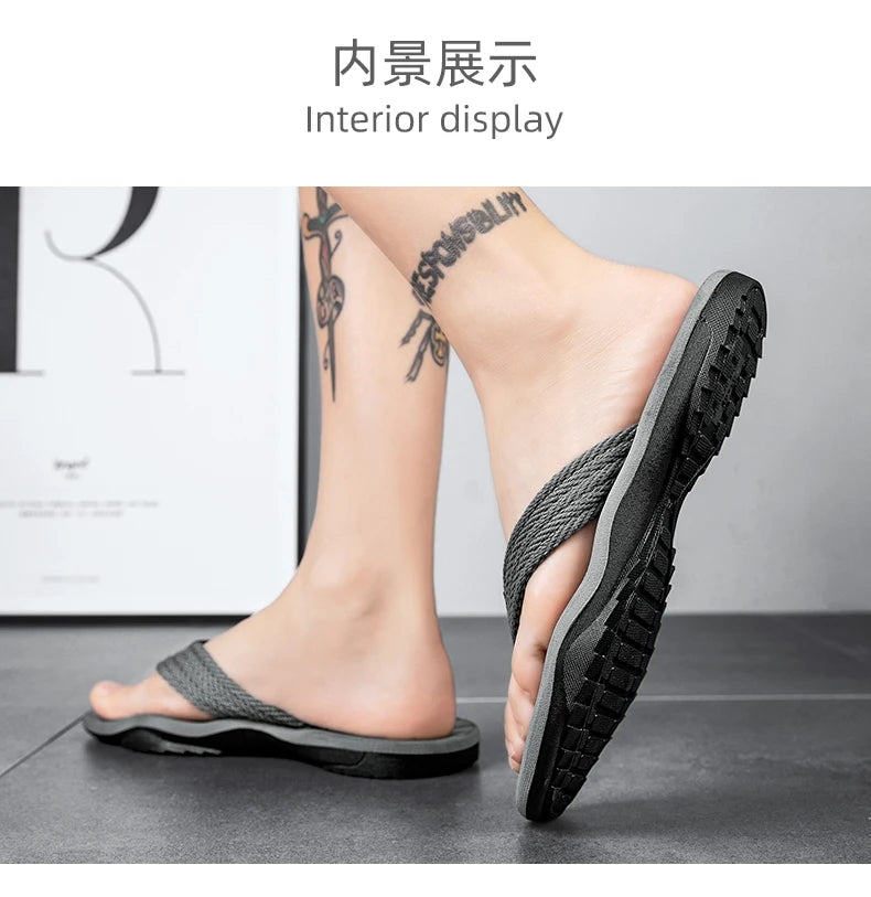 Home Flip Flops Fashion Men's Slippers Outdoor Sandals Summer Beach Shoes Size 39-46