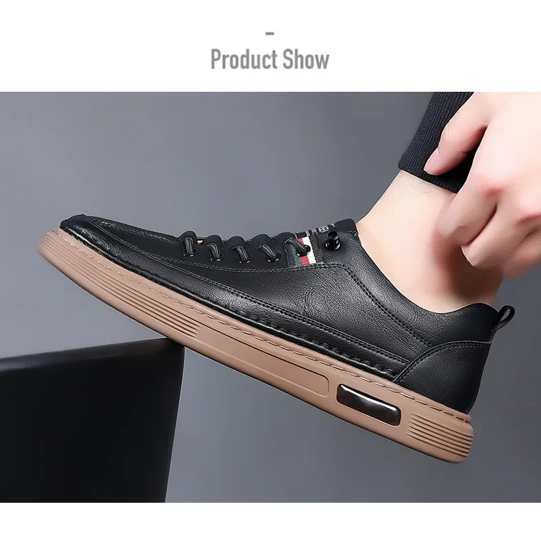 New Leather Shoes for Men Non-slip Sports Fashion Comfortable Sneakers Male Flat Slip-on Casual Brand Men's Casual