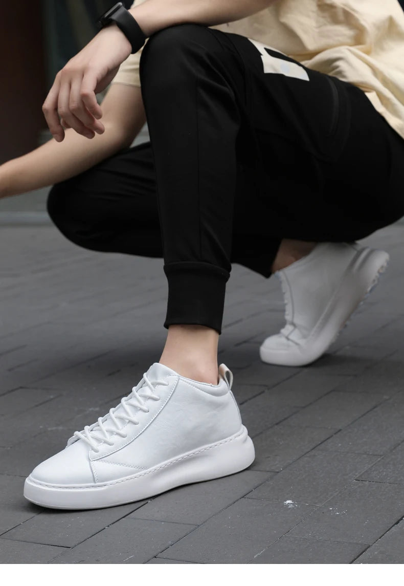 Shoes for Men Fashion Casual Sports Shoes Male Sneakers Trend Genuine Leather 2023 New Flat Running Shoes Large Size 39-46 White