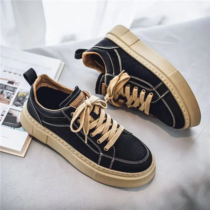 Korean Fashion Casual Canvas Sneakers Men Harajuku Platform Canvas Shoes Man Breathable Men's Vulcanized Shoes Zapatos De Lona