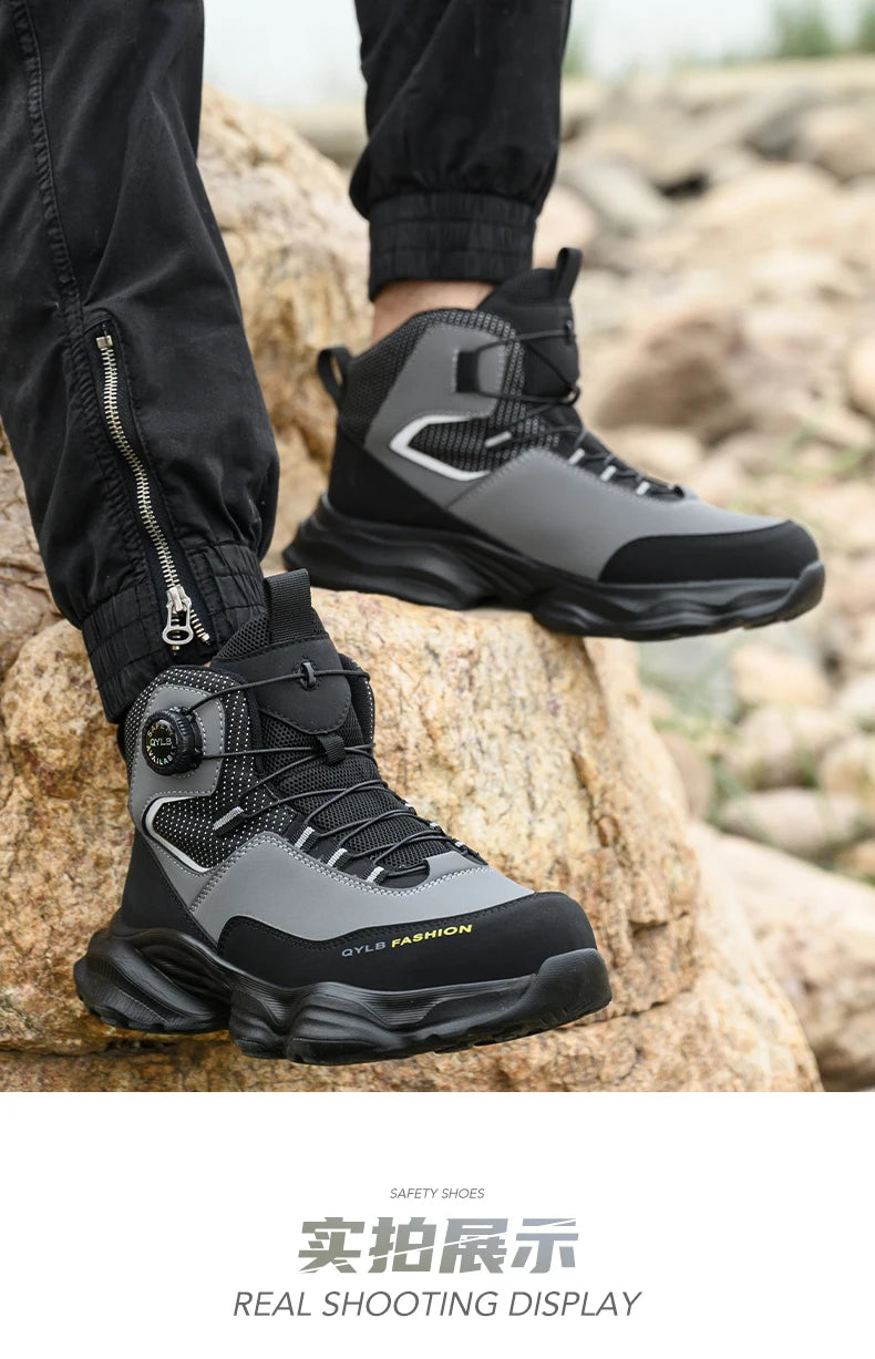 Rotating button Safety Shoes Men Boots work Sneakers Male Steel Toe shoes Protective Boots Puncture-Proof Indestructible shoes