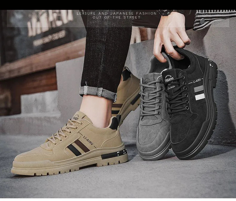Oulylan Men's Luxury Running Shoes Breathable Skateboarding Shoes Black Thick Soled Comfortable Casual Sports Shoes Denim Boots