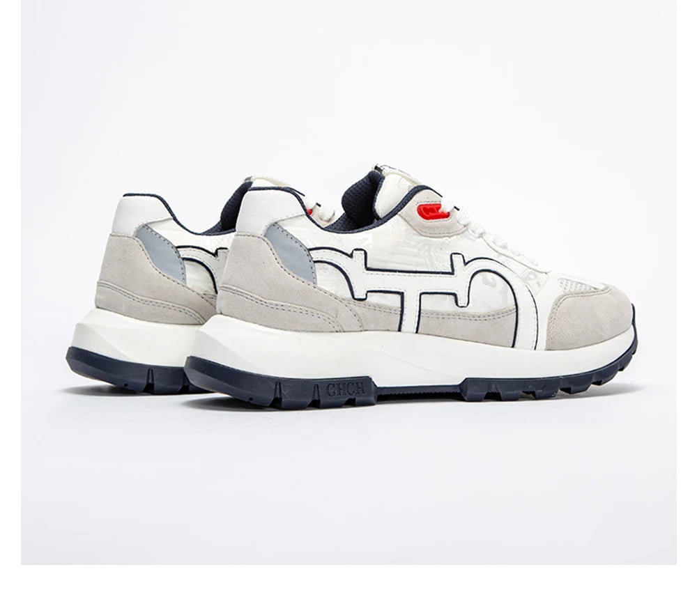 CHCH Women's Tennis Shoes 2024 Spring New Bull Leather+Fabric Spliced Casual Sports Shoes