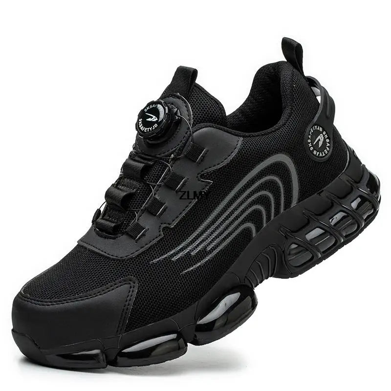 ZLMY Rotating Button Safety Shoes Men Steel Toe Sneakers Air Cushion Work Shoes Man Puncture Proof Work Safety Boots Protective
