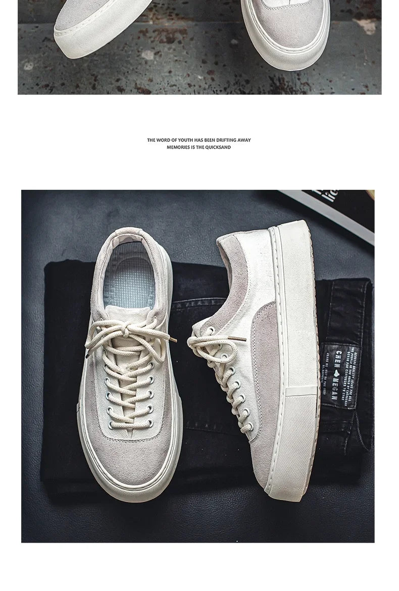 Korean Fashion Casual Canvas Sneakers Men Harajuku Platform Canvas Shoes Man Breathable Men's Vulcanized Shoes Zapatos De Lona