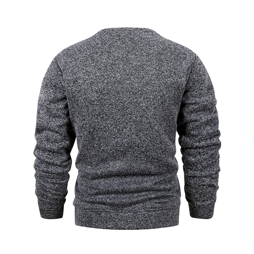 Men's Warm Crew Neck Sweatshirt Fleece Lined Thermal Pullover Autumn Winter Fashion Casual Sweater Loose Knit Long Sleeve Hoodie