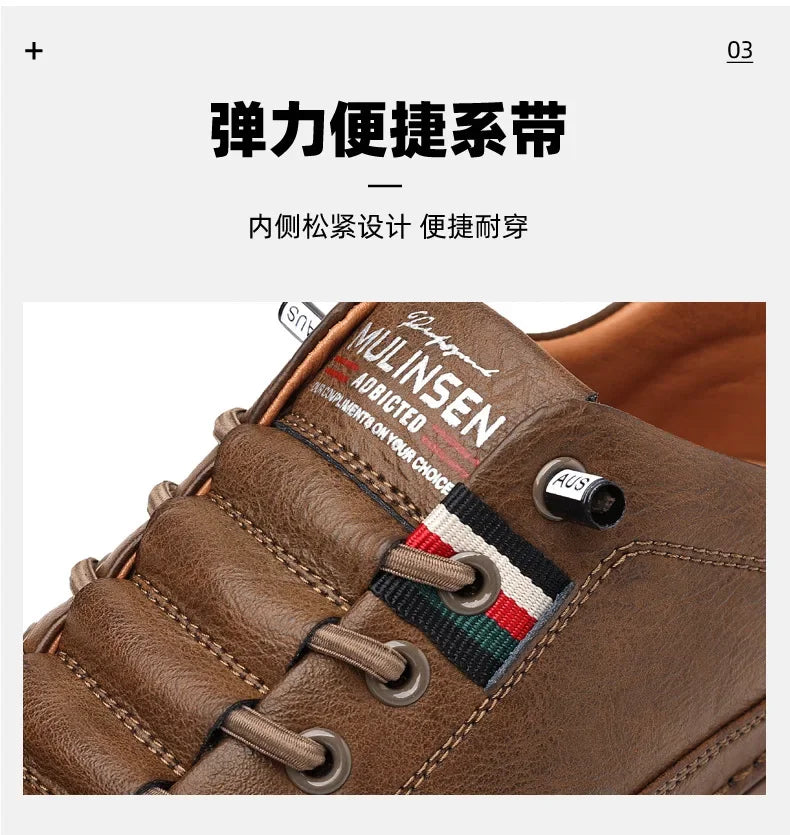 New Leather Shoes for Men Non-slip Sports Fashion Comfortable Sneakers Male Flat Slip-on Casual Brand Men's Casual