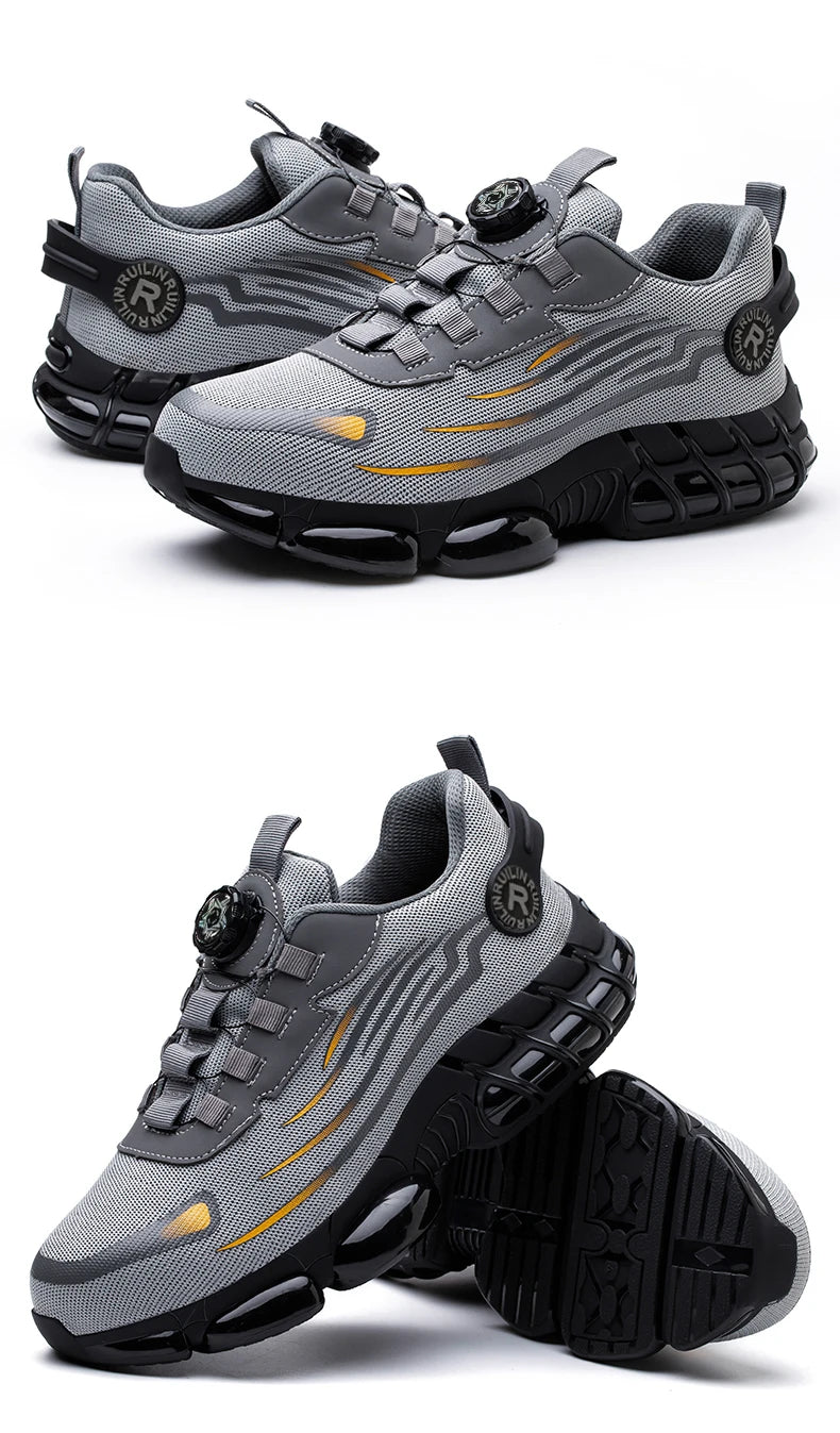 Indestructible Steel Toe Shoes for Men Women Construction Industrial Work Safety Sneakers Rotated Button Easy Wear