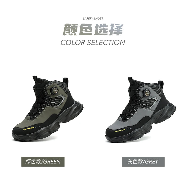 Rotating button Safety Shoes Men Boots work Sneakers Male Steel Toe shoes Protective Boots Puncture-Proof Indestructible shoes