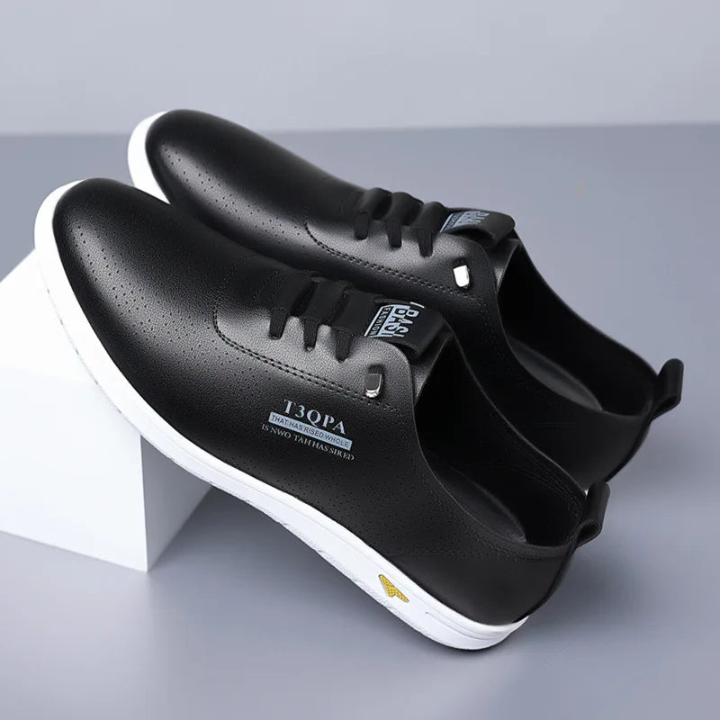 2025 Shoes for Men Leather Casual Shoes Summer New Microporous Slip-on Loafers Fashion Round Toe Sandals Driving Shoes