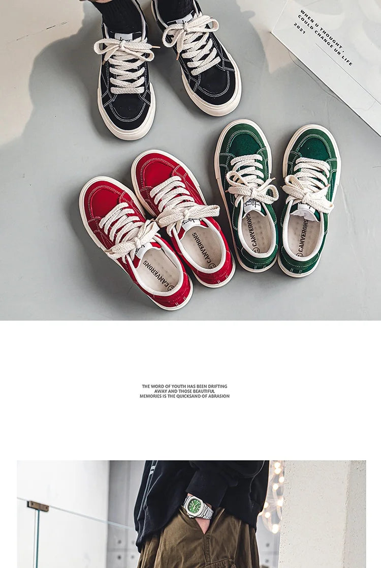 Men Skateboarding Shoes Canvas Thick Bottom Platform Shoes Comfortable Breathable Vulcanized Shoes Casual Sneakers Student Shoe