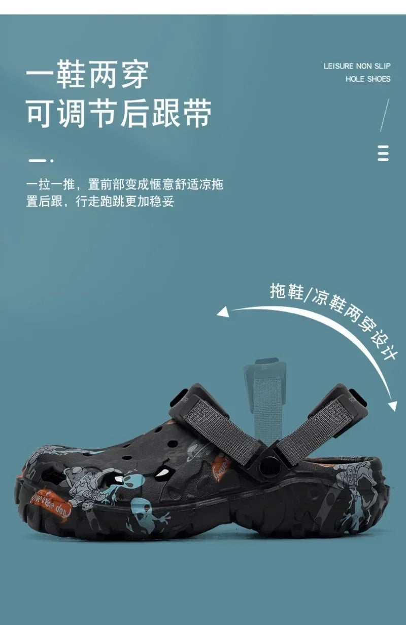 Plus Size 47 Summer Men Sandals Clogs Outdoor Garden Clogs Hole Shoes Male Casual Shoes Water Shoes Comfort Home Soft Slippers