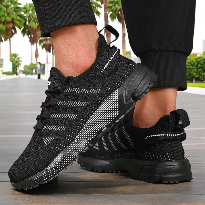 Men Running Shoes New 2025 Breathable Mesh Outdoor Casual Sneakers  Lightweight Comfortable Women Shock-absorption Black Tennis