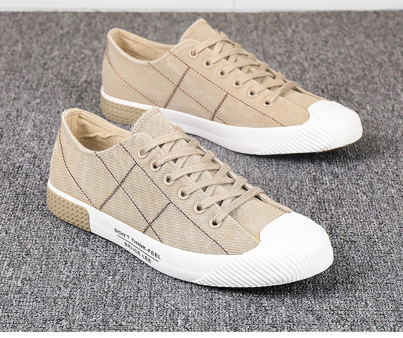 New Men's Low-cut Canvas Shoes Students Joker Lace-up Casual Shoe.