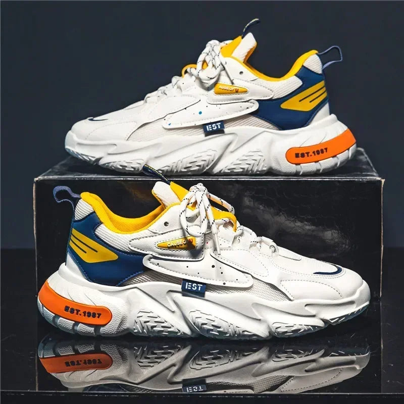 2025 Fashion and Comfortable Mesh Breathable Outsole Shoes Summer Hot Sale Mens Casual Shoes Thick Bottom Breathable Sneaker
