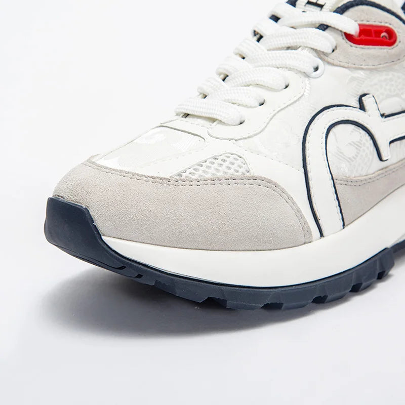 CHCH Women's Tennis Shoes 2024 Spring New Bull Leather+Fabric Spliced Casual Sports Shoes