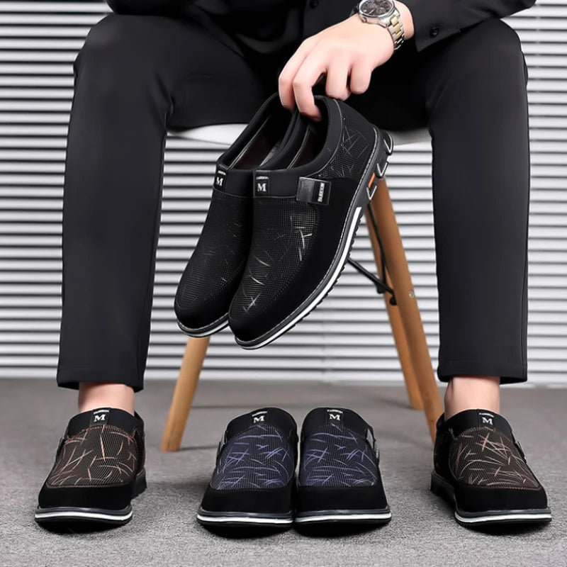 Business Men Leather Shoes for Men 2025 New Comfort Trend Flat Work Shoes Casual Moccasin Sneakers Slip on Big Size Male Loafers