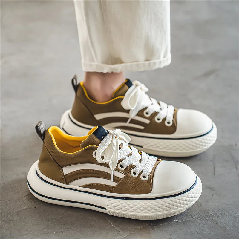 Brand Low Top Men's Canvas Sneakers Black Harajuku Big Head Platform Canvas Shoes Men Breathable Sport Casual Board Shoes Men