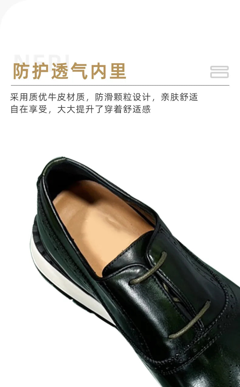 Spring Casual Shoes Men's Genuine Leather Anti-skid Sports Shoes Outdoor Walking Shoes Classic Pointed Breathable Leather Shoes