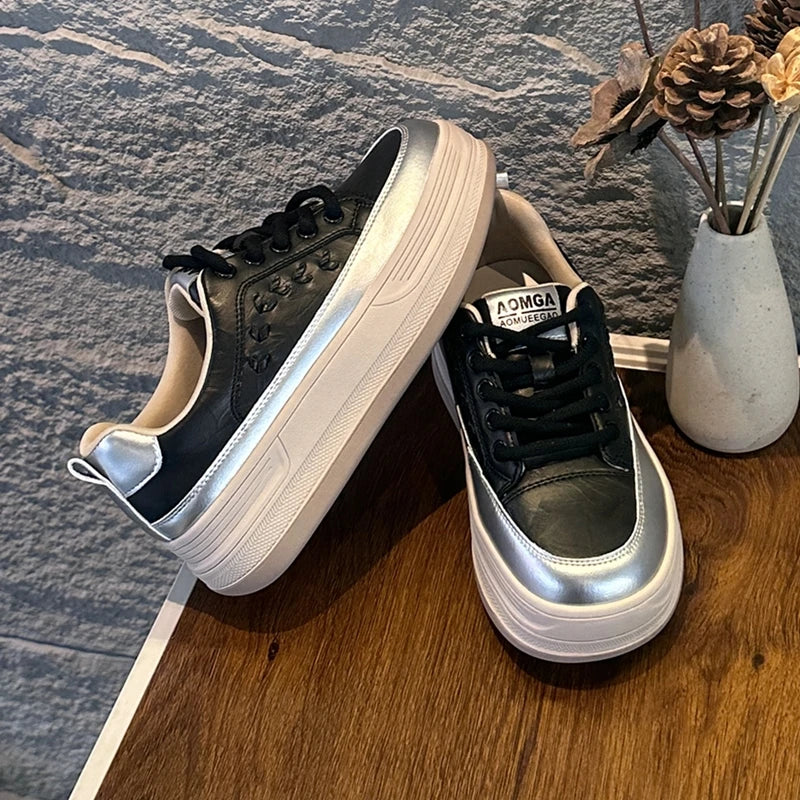 AIYUQI 2026 New Women's sneakers Shoes Flat Casual Women Skateboard Shoes Lace-Up Leopard Print female Dexterity Shoes