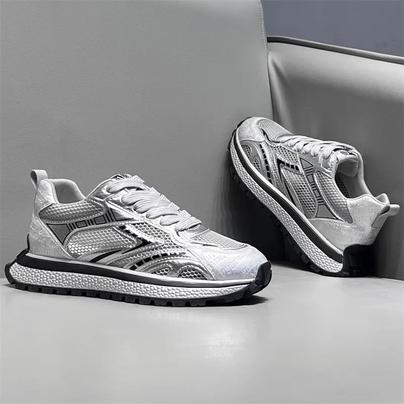 Chunky Sneaker Men Designer Retro Soft Sole Sport Shoes Fashion Casual Leather Fabric Breathable Height Increased Platform Shoes
