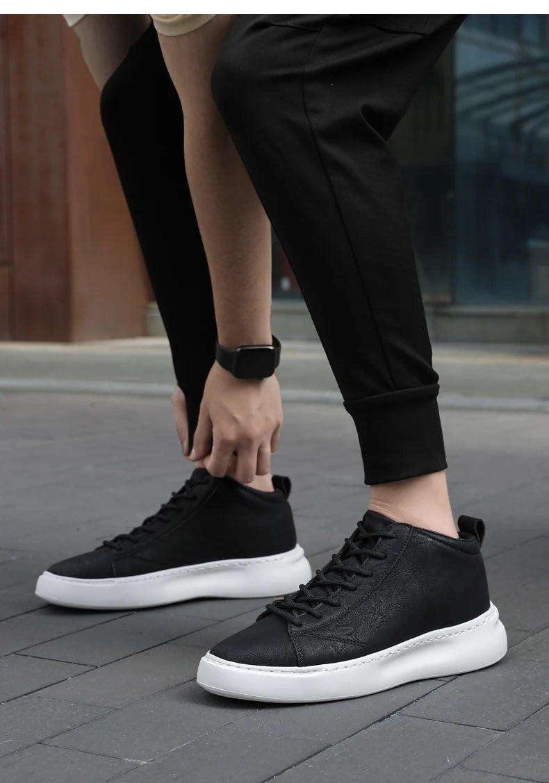 Shoes for Men Fashion Casual Sports Shoes Male Sneakers Trend Genuine Leather 2023 New Flat Running Shoes Large Size 39-46 White