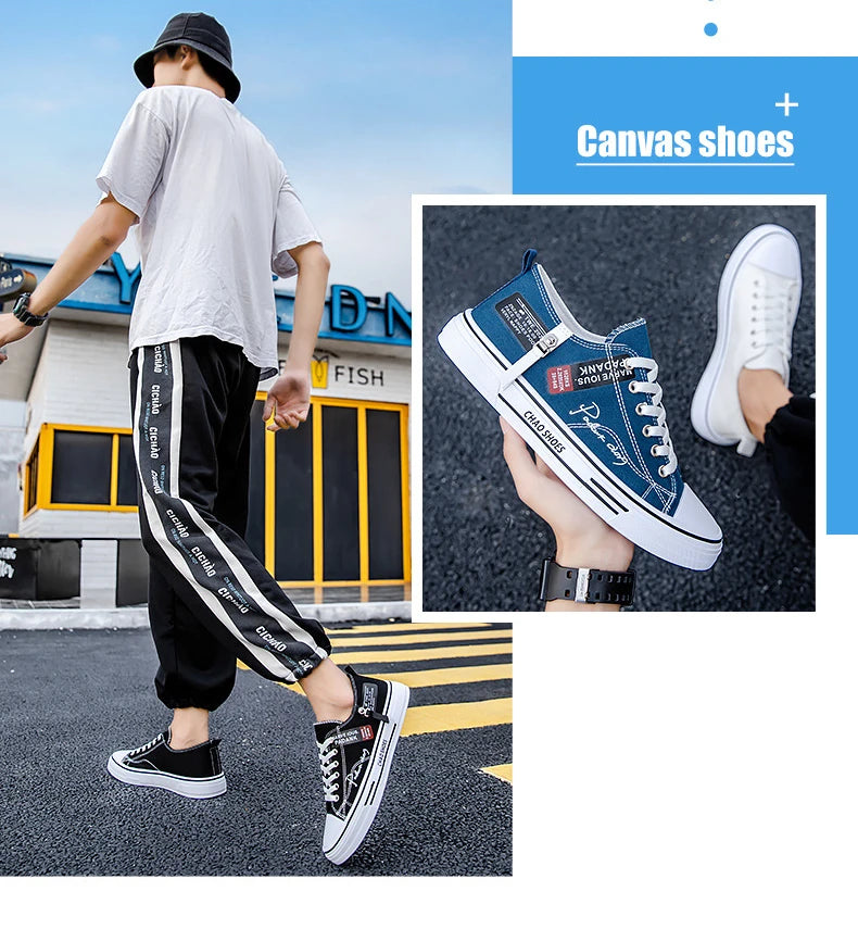Fashion Men's Canvas Shoes Summer Breathable Men Casual Shoes Outdoor High Quality Sneakers Comfortable Low-Top Men tennis Shoes