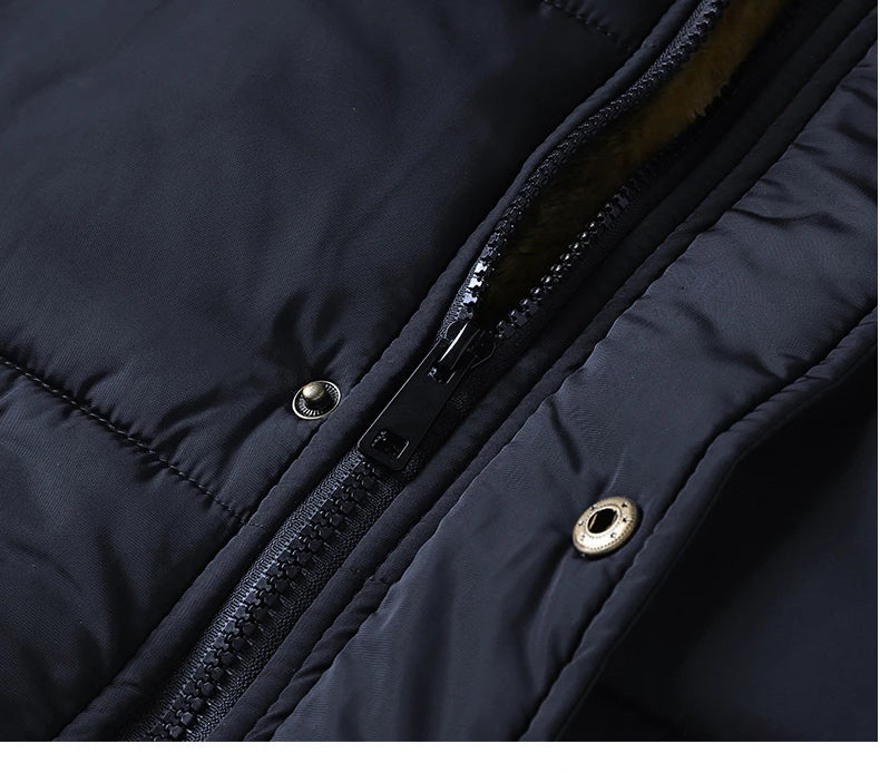 Men 2025 Winter New Windproof Fleece Warm Thick Jacket Parkas Coat Men Fashion Hooded Fur Collar Jacket Classic Casual Parka Men