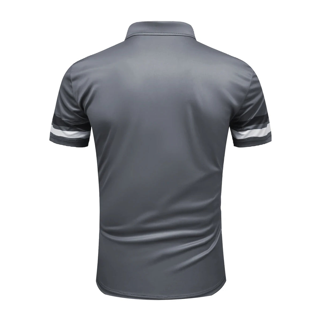 Men Summer Short Sleeve Spell Color Polo Shirt , Men Slim Fit Sport Golf Polo Shirt .
