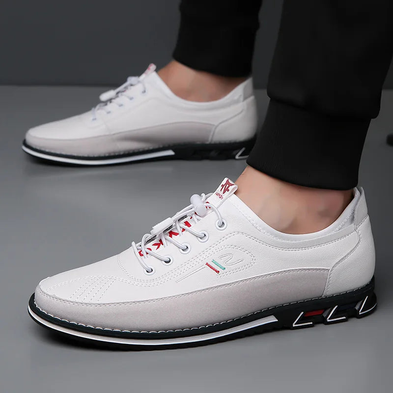 New Men's Leather Flat Casual Shoes Soft Sole Slip on Loafers Business Formal Shoes for Men Zapatos Casuales De Hombre Plus Size