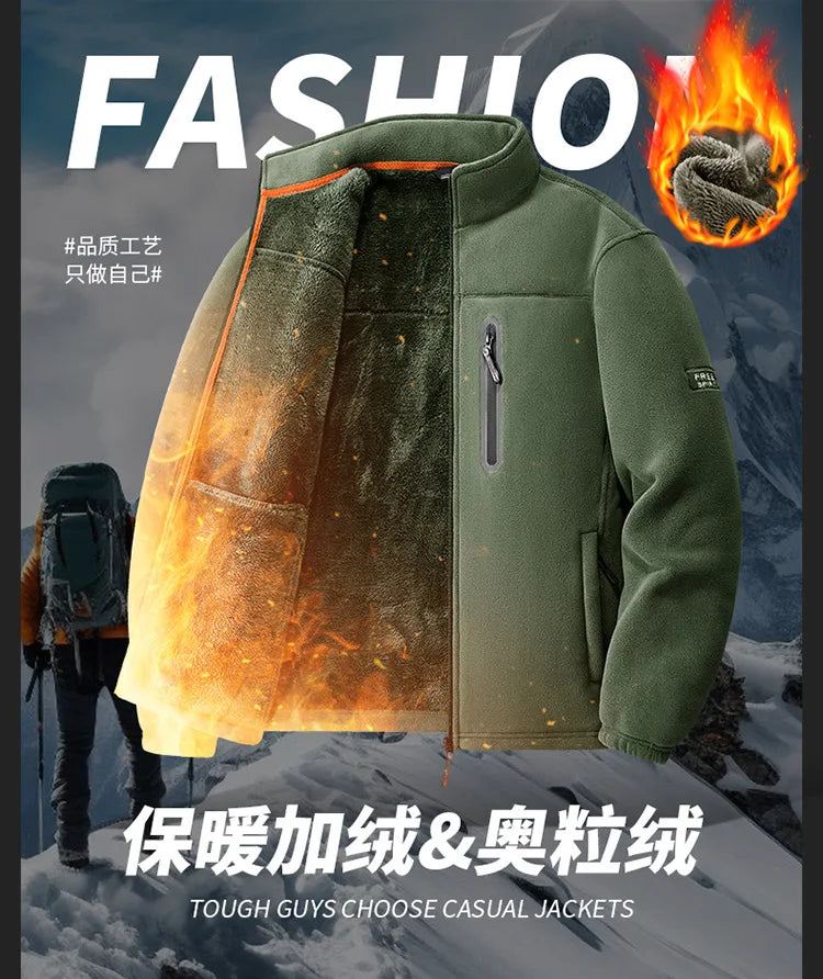 Men's Outdoor Fleece Jacket Autumn Winter Thickened Polar Fleece with Added Insulation New Season Warm Casual Coat