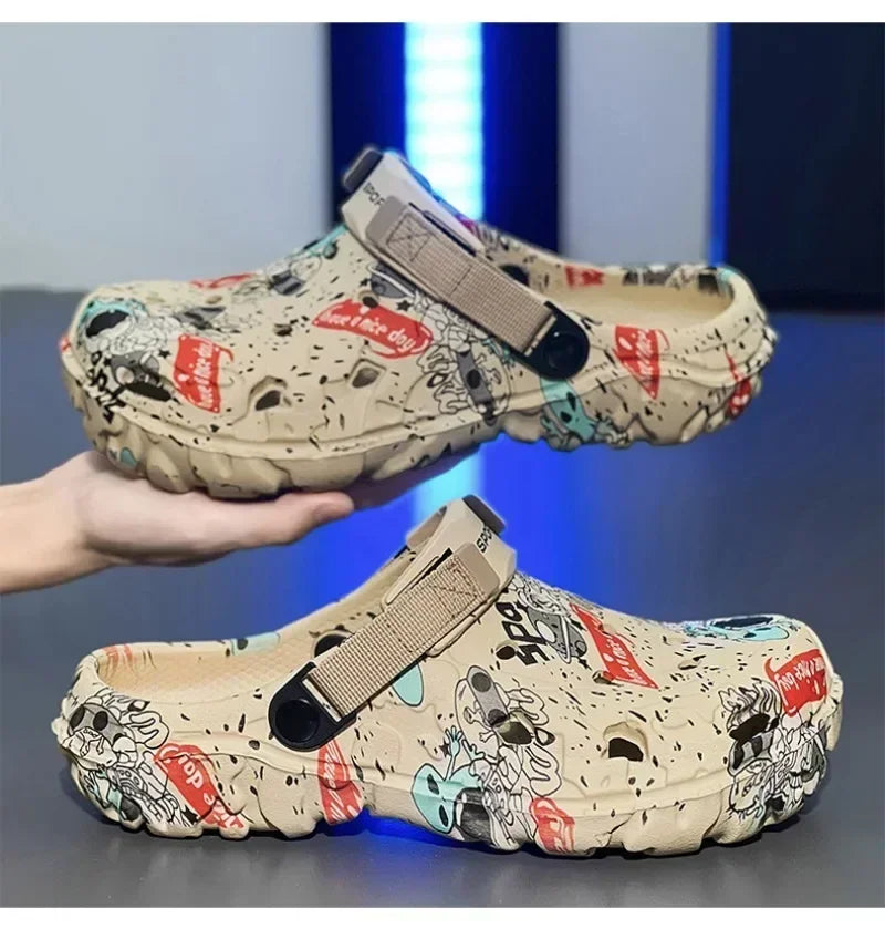 Plus Size 47 Summer Men Sandals Clogs Outdoor Garden Clogs Hole Shoes Male Casual Shoes Water Shoes Comfort Home Soft Slippers