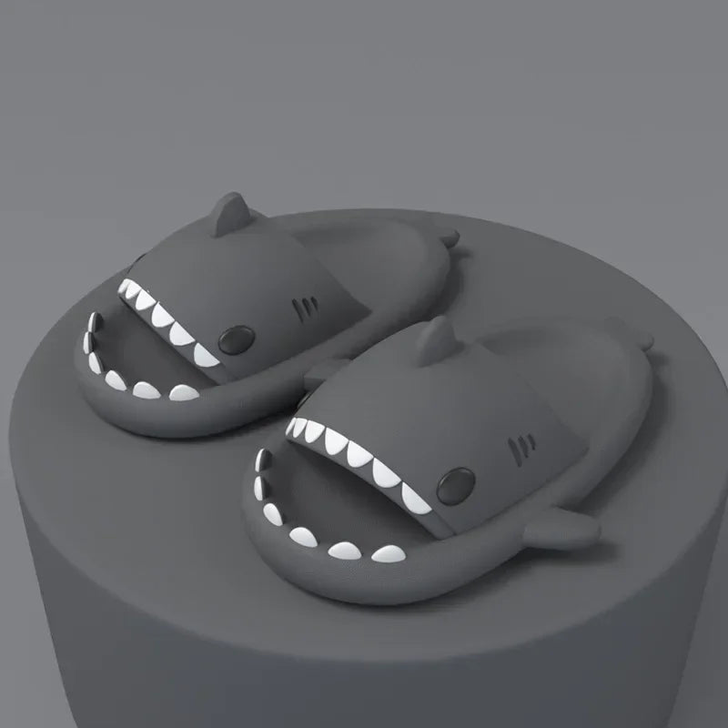 Big Size 36-47 Shark Slippers Men Flip Flops Soft EVA Flats Women Summer Beach Sandals Couple Platform Anti-Slip Bathroom Slides