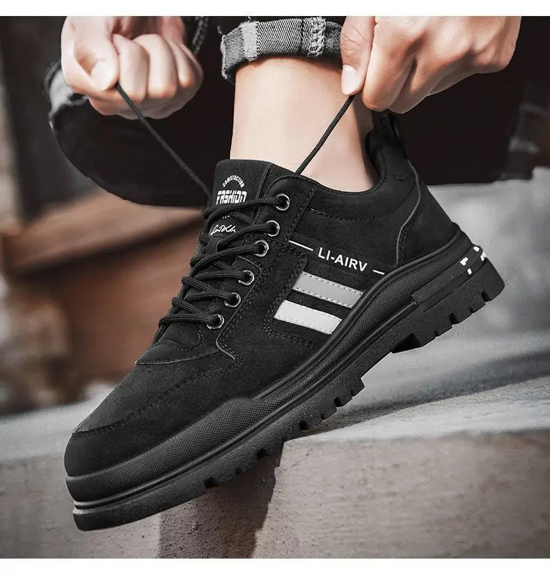 Oulylan Men's Luxury Running Shoes Breathable Skateboarding Shoes Black Thick Soled Comfortable Casual Sports Shoes Denim Boots