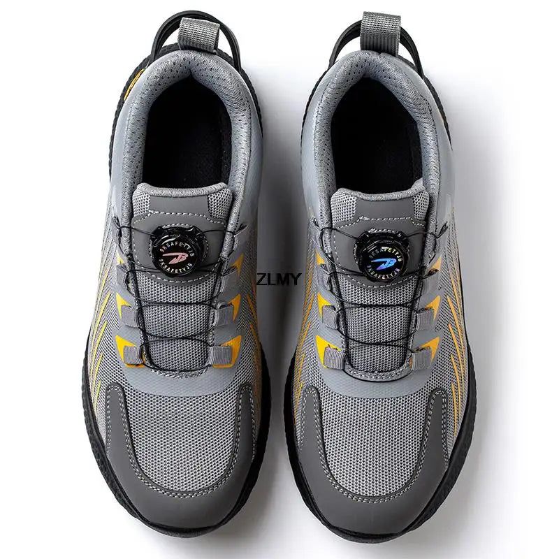 ZLMY Rotating Button Safety Shoes Men Steel Toe Sneakers Air Cushion Work Shoes Man Puncture Proof Work Safety Boots Protective